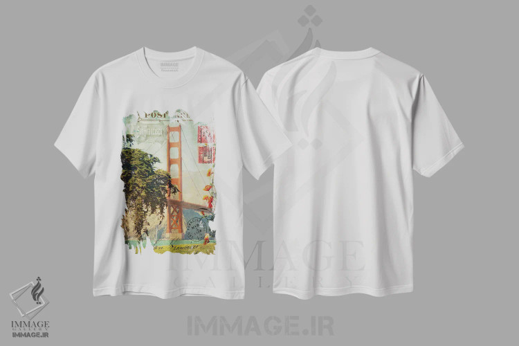 تیشرت سفید طرح دار – تیشرت وینتیج ,"سان فرانسیسکو، کالیفرنیا" اثر سندی لوید immage.ir