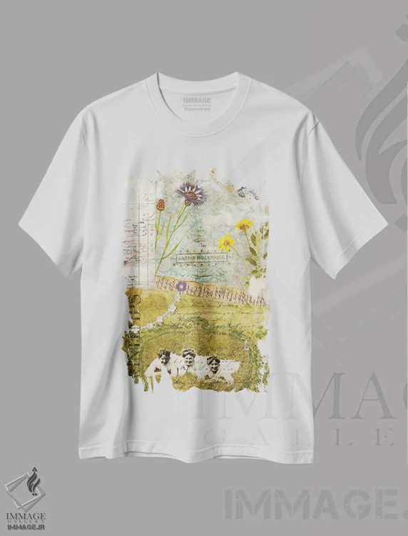 تیشرت سفید طرح دار – تیشرت هنری زنانه ,"زن پاریسی V" اثر سندی لوید immage.ir