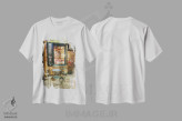 تیشرت سفید طرح دار – تیشرت هنری شهری ,"بیستروی پاریس II" اثر سندی لوید فروشگاه ایماژ