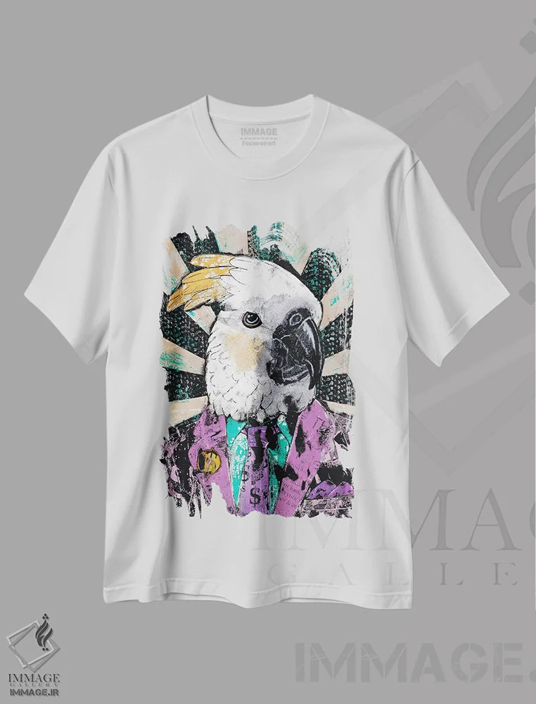 تیشرت سفید طرح دار – تیشرت فانتزی ,"پولی می خواهد خرید کند" اثر شارلین لومیس immage.ir