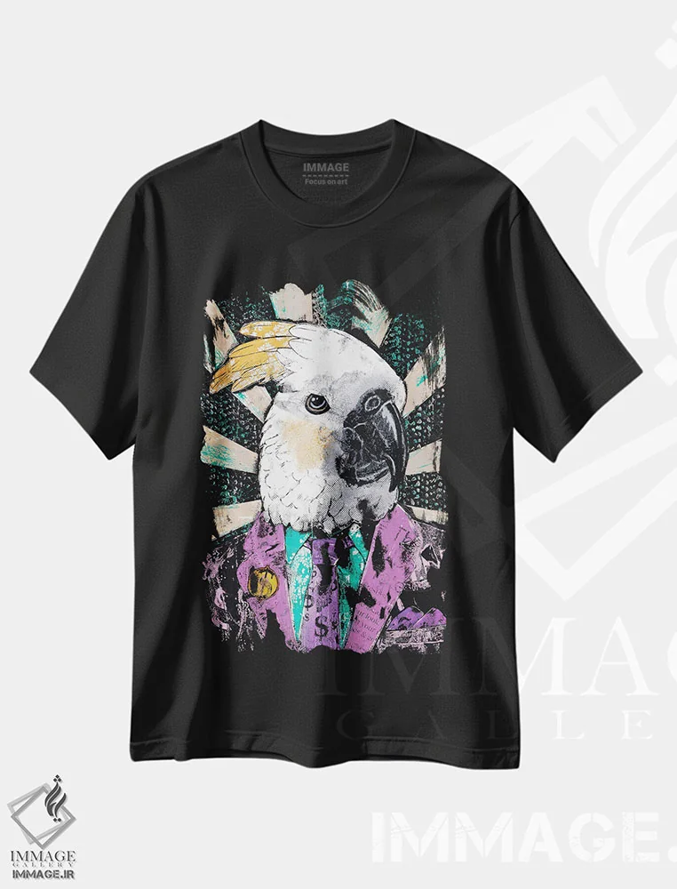 تیشرت مشکی طرح دار – تیشرت فانتزی ,"پولی می خواهد خرید کند" اثر شارلین لومیس فروشگاه ایماژ