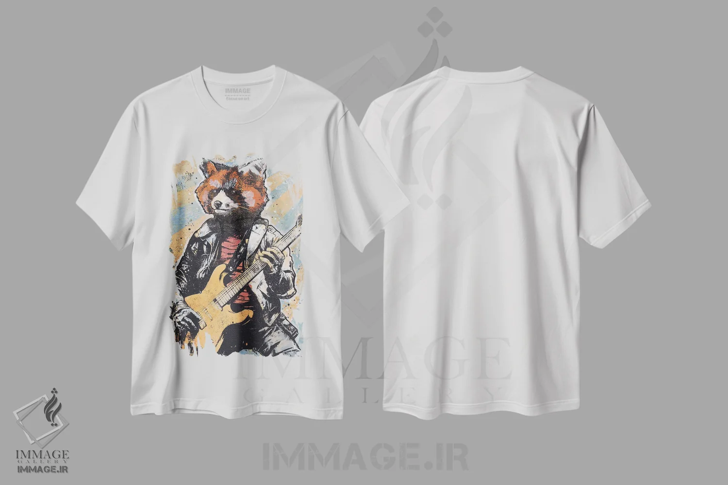 تیشرت سفید طرح دار – تیشرت موسیقی ,"ریتم های پاندا قرمز" اثر شارلین لومیس فروشگاه ایماژ