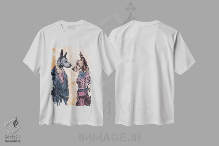 تیشرت سفید طرح دار – تیشرت طنز حیوانات ,"هارلی و رز" اثر شارلین لومیس immage.ir