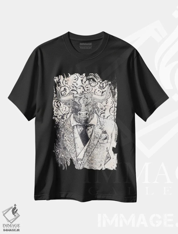 تیشرت مشکی طرح دار – تیشرت پاپ آرت ,"قدرت بازار" اثر شارلین لومیس فروشگاه ایماژ