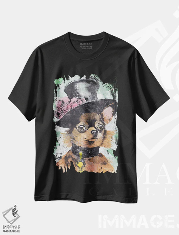 تیشرت مشکی طرح دار – تیشرت طنز ,"بانوی یاپزورث" اثر شارلین لومیس immage.ir