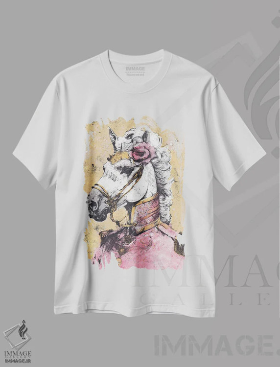 تیشرت سفید طرح دار – تیشرت هنری ,"بانوی لیپیتزَنر" اثر شارلین لومیس immage.ir
