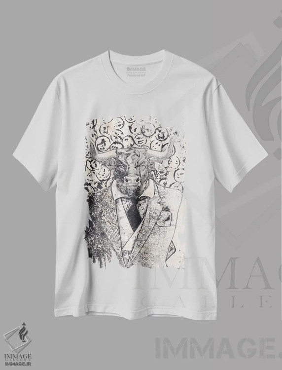 تیشرت سفید طرح دار – تیشرت پاپ آرت ,"قدرت بازار" اثر شارلین لومیس immage.ir