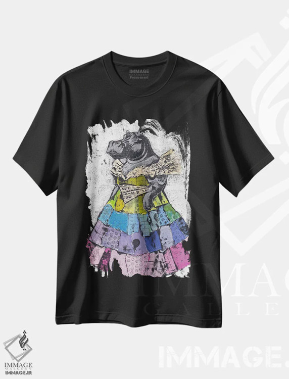 تیشرت مشکی طرح دار – تیشرت طنز حیوانات ,"صرفه جو و شکوفا" اثر شارلین لومیس immage.ir