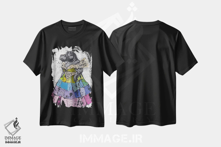 تیشرت مشکی طرح دار – تیشرت طنز حیوانات ,"صرفه جو و شکوفا" اثر شارلین لومیس immage.ir