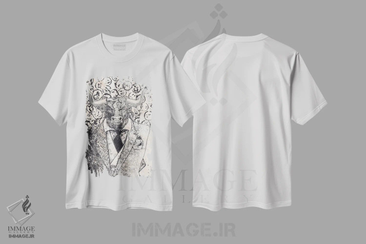 تیشرت سفید طرح دار – تیشرت پاپ آرت ,"قدرت بازار" اثر شارلین لومیس immage.ir