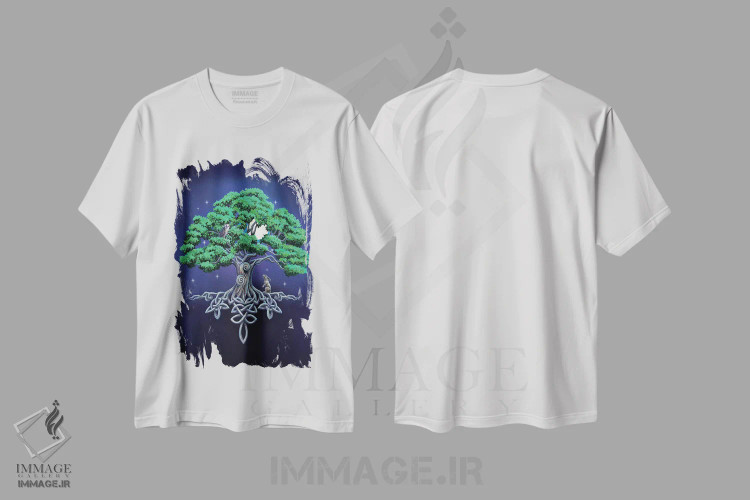 تیشرت سفید طرح دار – تیشرت طبیعت ,"درخت بزرگ زندگی" اثر لیزا پارکر فروشگاه ایماژ