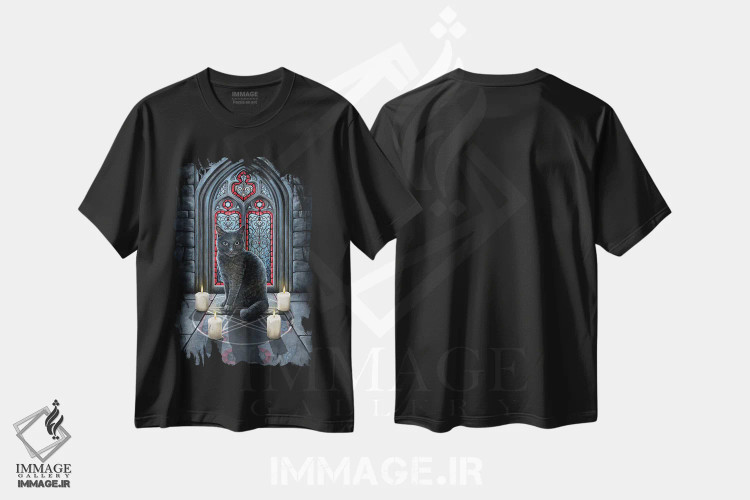 تیشرت مشکی طرح دار – تیشرت گربه ,"دایره مقدس" اثر لیزا پارکر immage.ir