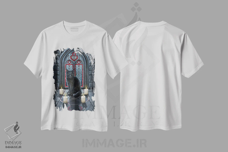 تیشرت سفید طرح دار – تیشرت گربه ,"دایره مقدس" اثر لیزا پارکر فروشگاه ایماژ