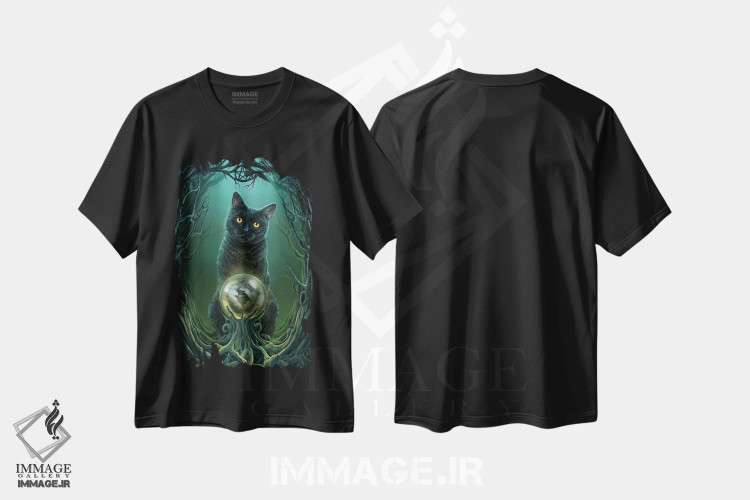تیشرت مشکی طرح دار – تیشرت گربه ,"طلوع جادوگران" اثر لیزا پارکر فروشگاه ایماژ