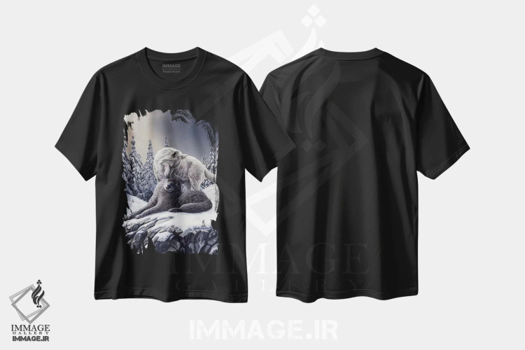 تیشرت مشکی طرح دار – تیشرت حیوانات ,"بوسه های برفی" اثر لیزا پارکر فروشگاه ایماژ