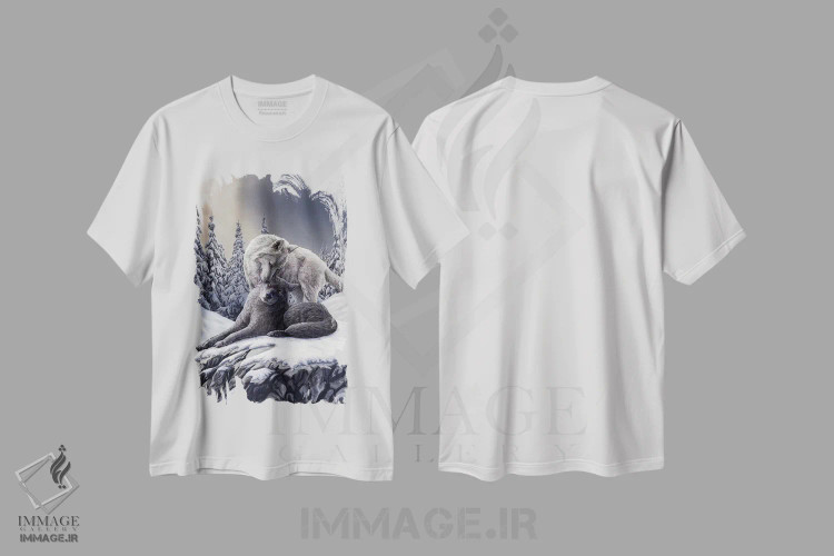 تیشرت سفید طرح دار – تیشرت حیوانات ,"بوسه های برفی" اثر لیزا پارکر immage.ir