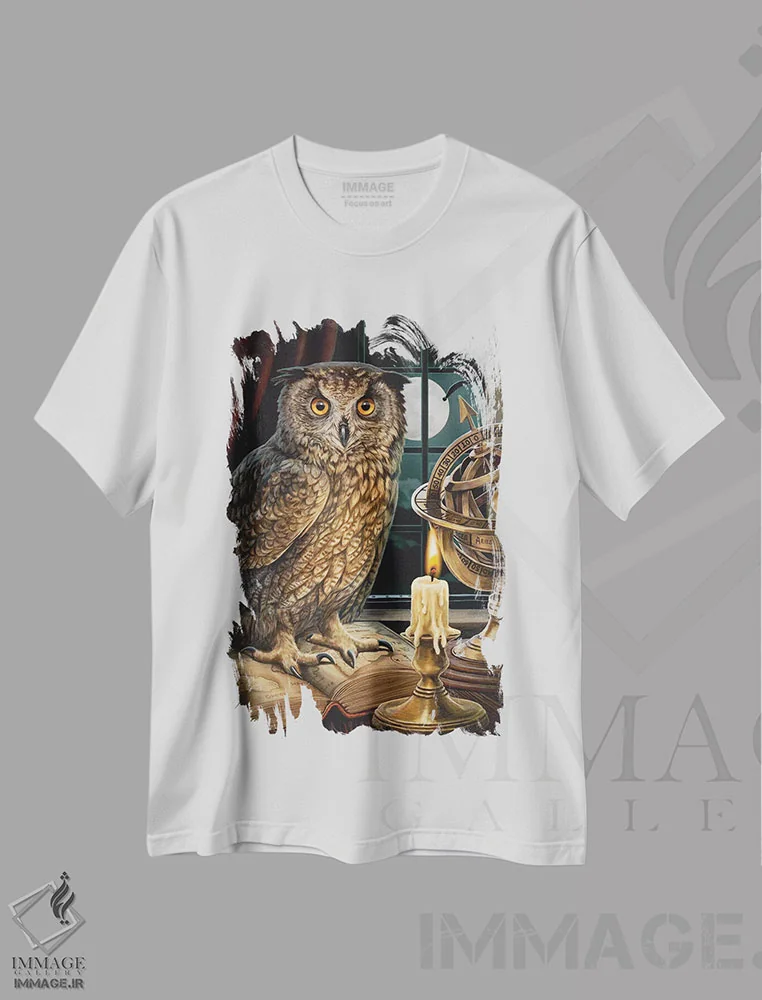تیشرت سفید طرح دار – تیشرت هنری ,"ستاره شناس" اثر لیزا پارکر فروشگاه ایماژ