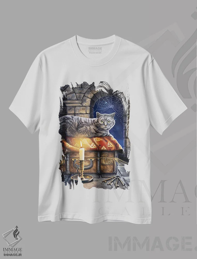 تیشرت سفید طرح دار – تیشرت هنری ,"نگهدارنده اسرار" اثر لیزا پارکر immage.ir