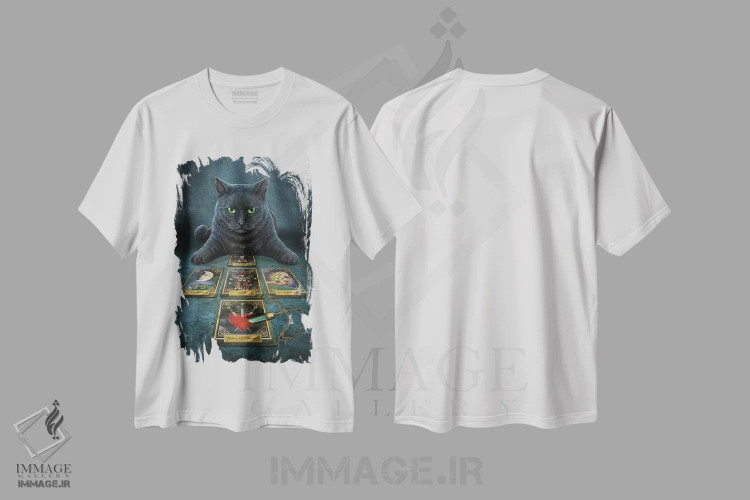 تیشرت سفید طرح دار – تیشرت گربه سیاه ,"ارتباط گیرنده با ارواح" اثر لیزا پارکر فروشگاه ایماژ