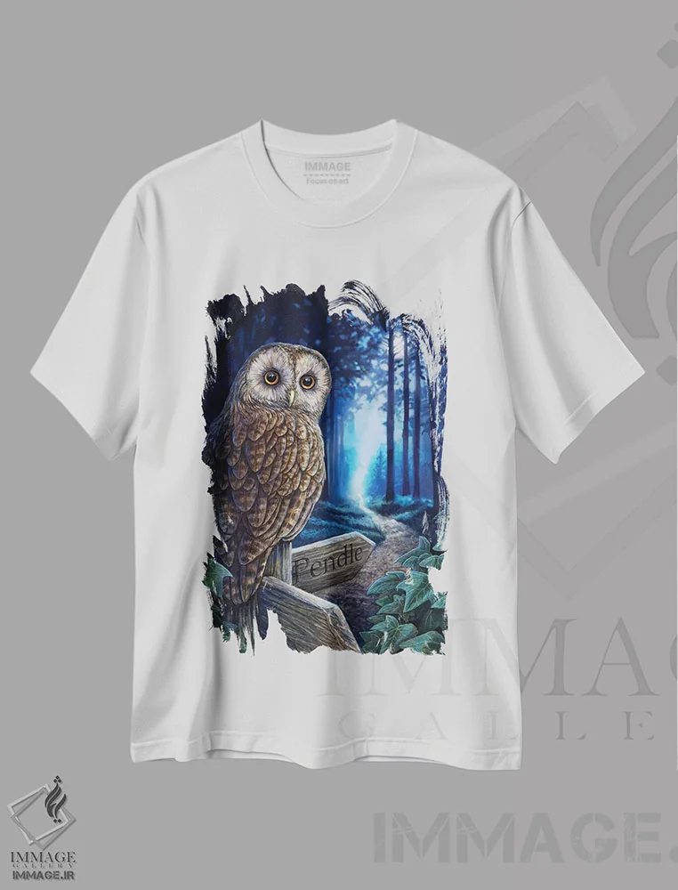 تیشرت سفید طرح دار – تیشرت جغد ,"راه جادوگر" اثر لیزا پارکر فروشگاه ایماژ
