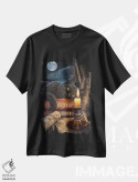 تیشرت مشکی طرح دار – تیشرت هالووین ,"ساعت جادوگری" اثر لیزا پارکر immage.ir