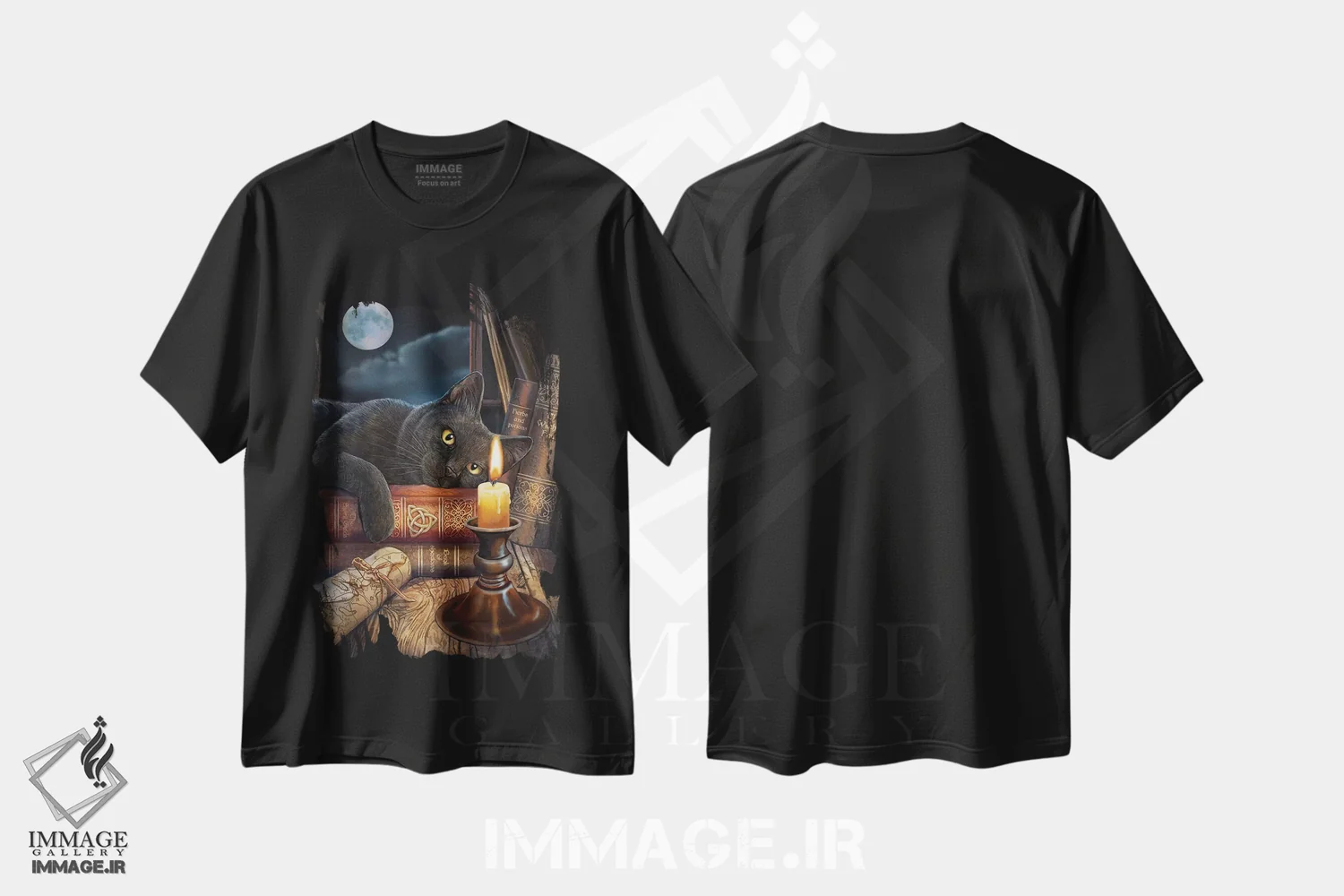 تیشرت مشکی طرح دار – تیشرت هالووین ,"ساعت جادوگری" اثر لیزا پارکر immage.ir