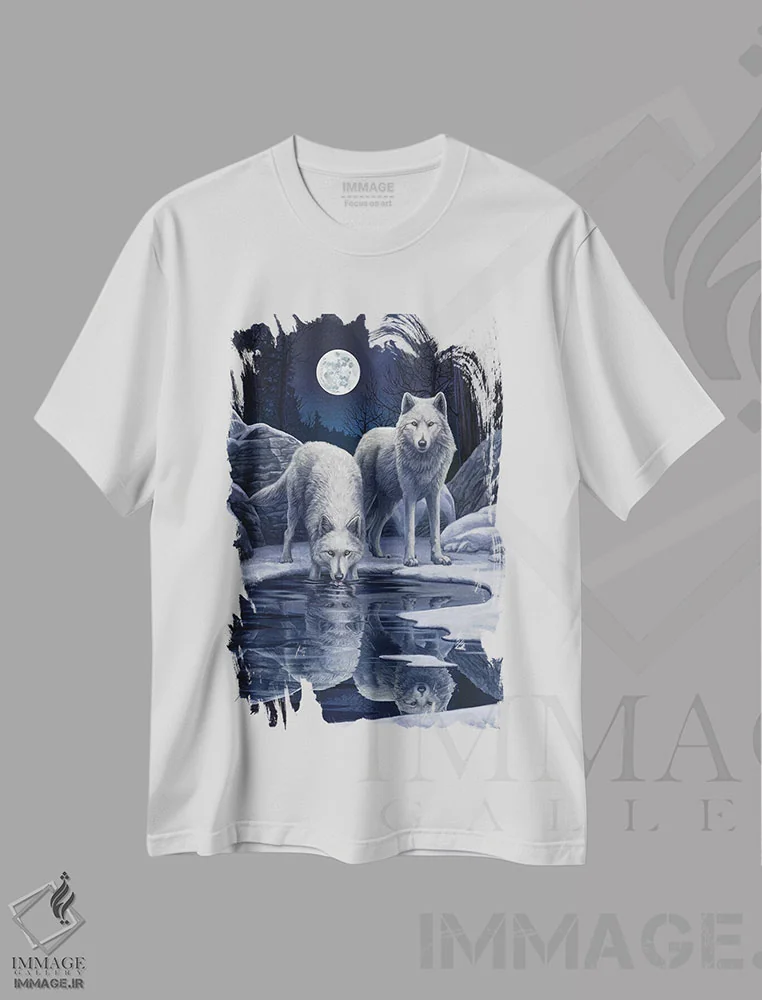 تیشرت سفید طرح دار – تیشرت حیوانات ,"جنگجویان زمستان" اثر لیزا پارکر immage.ir