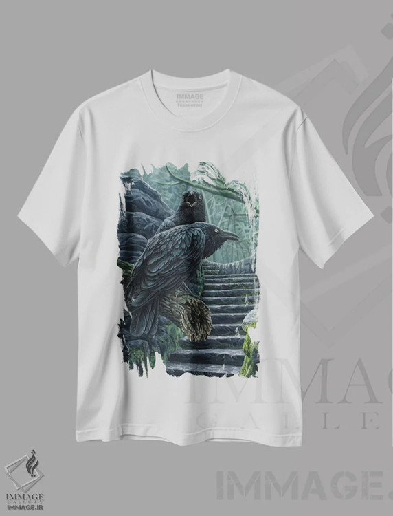 تیشرت سفید طرح دار – تیشرت طبیعت ,"نگهبانان" اثر لیزا پارکر فروشگاه ایماژ