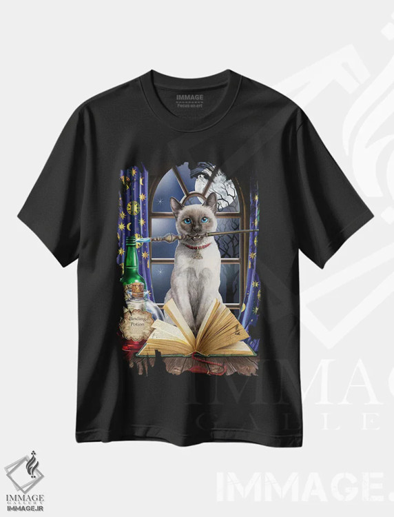 تیشرت مشکی طرح دار – تیشرت گربه ,"هُکاس پوکاس" اثر لیزا پارکر immage.ir