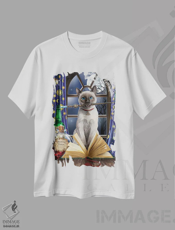 تیشرت سفید طرح دار – تیشرت گربه ,"هُکاس پوکاس" اثر لیزا پارکر فروشگاه ایماژ