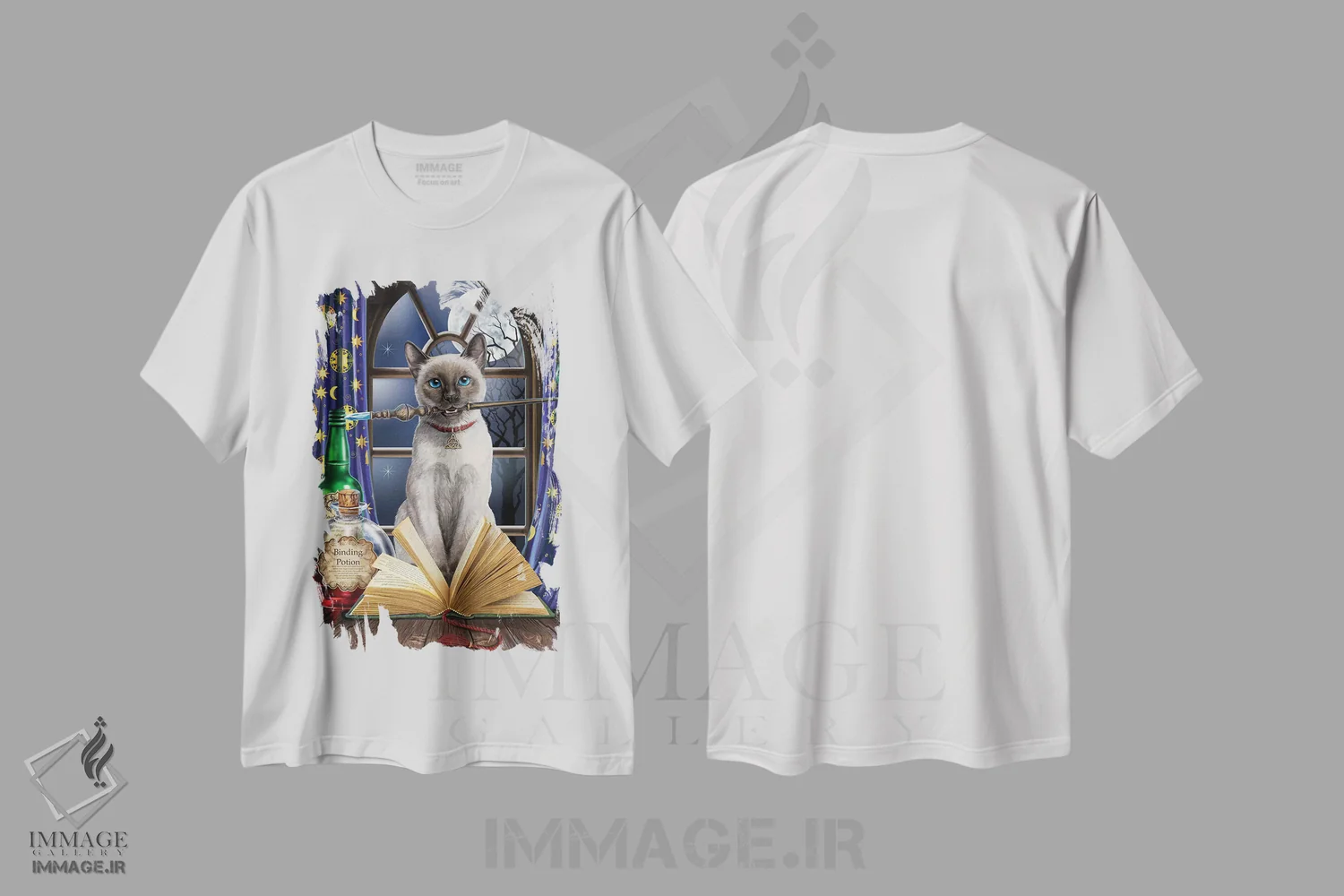 تیشرت سفید طرح دار – تیشرت گربه ,"هُکاس پوکاس" اثر لیزا پارکر فروشگاه ایماژ