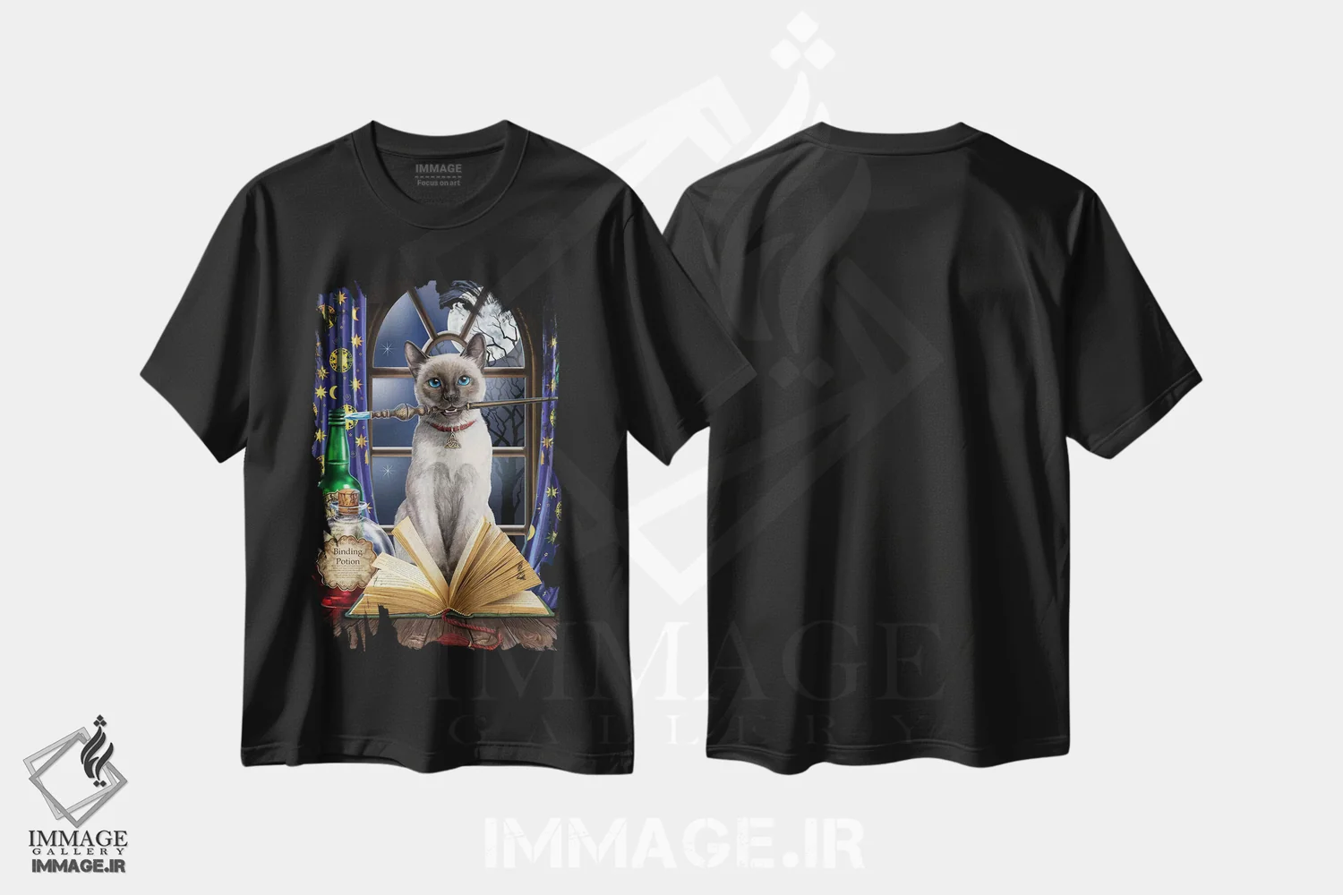 تیشرت مشکی طرح دار – تیشرت گربه ,"هُکاس پوکاس" اثر لیزا پارکر immage.ir