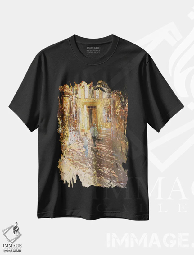 تیشرت مشکی طرح دار – تیشرت هنری ,"خانه خانوادگی" اثر لوران پارسلیه فروشگاه ایماژ