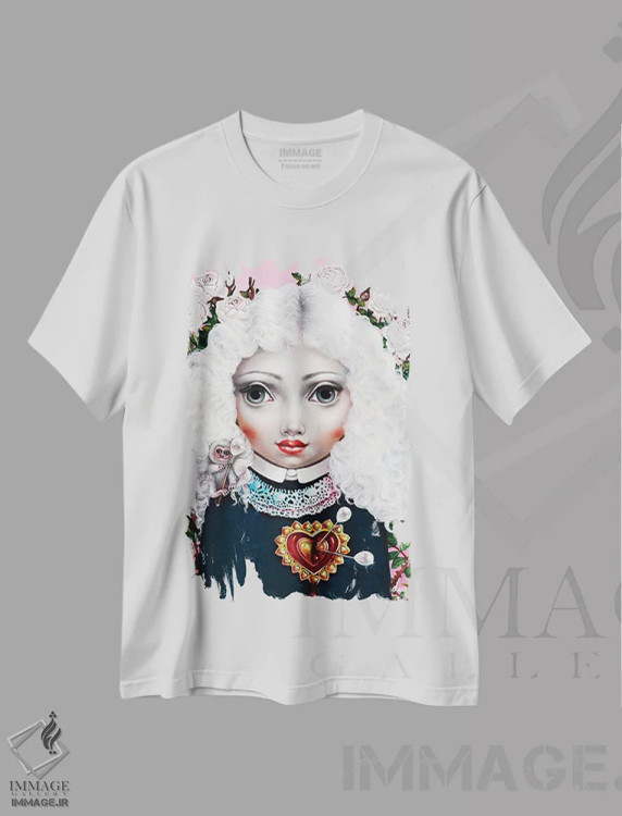 تیشرت سفید طرح دار – تیشرت طبیعت ,دختری با قلب بزرگ اثر لیوا پاکالنه فانلی فروشگاه ایماژ