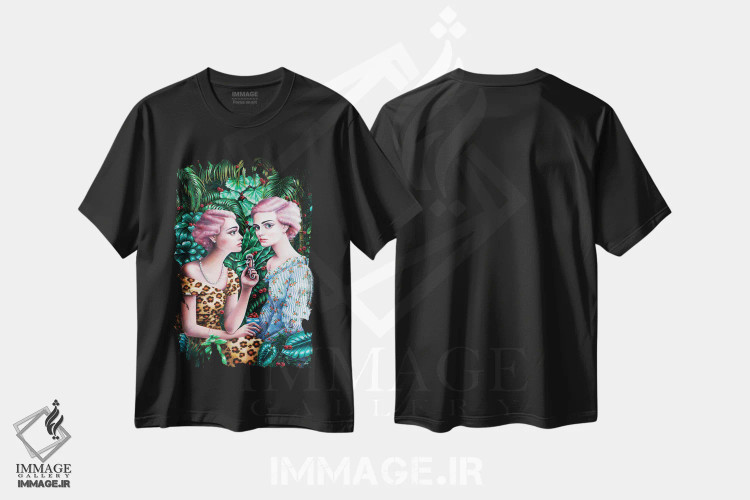 تیشرت مشکی طرح دار – تیشرت هنری ,باغ مخفی اثر لیوا پاکالنه فانلی immage.ir