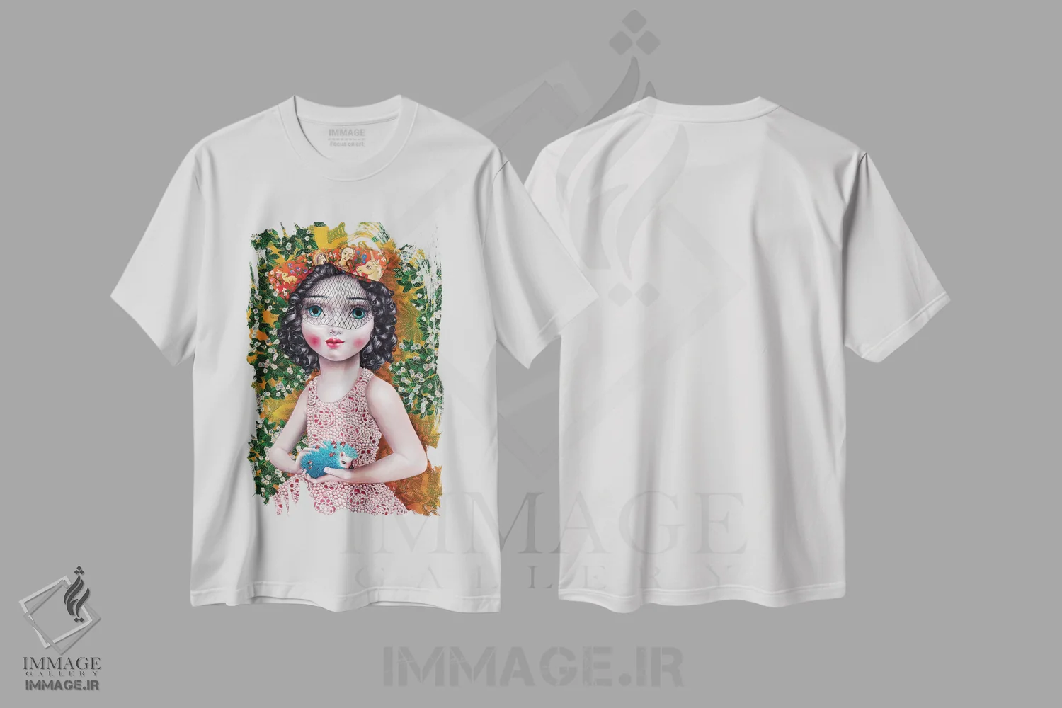 تیشرت سفید طرح دار – تیشرت فانتزی ,دختری با جوجه تیغی اثر لیوا پاکالنه فانلی فروشگاه ایماژ