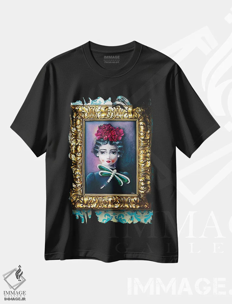 تیشرت مشکی طرح دار – تیشرت هنری ,ایزابلا اثر لیوا پاکالنه فانلی فروشگاه ایماژ