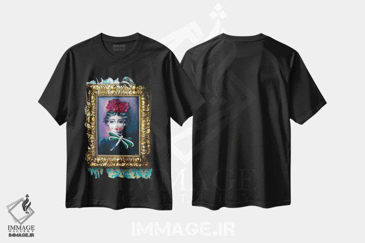 تیشرت مشکی طرح دار – تیشرت هنری ,ایزابلا اثر لیوا پاکالنه فانلی فروشگاه ایماژ