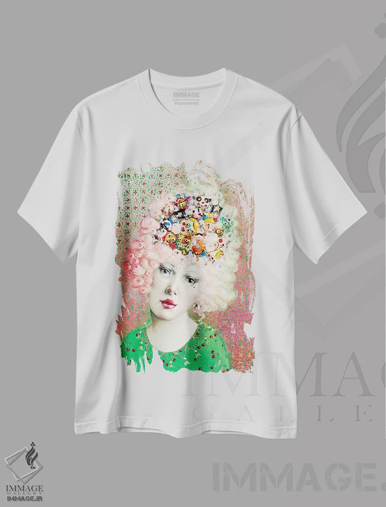 تیشرت سفید طرح دار – تیشرت هنری ,ماری آنتوانت اثر لیوا پاکالنه فانلی فروشگاه ایماژ