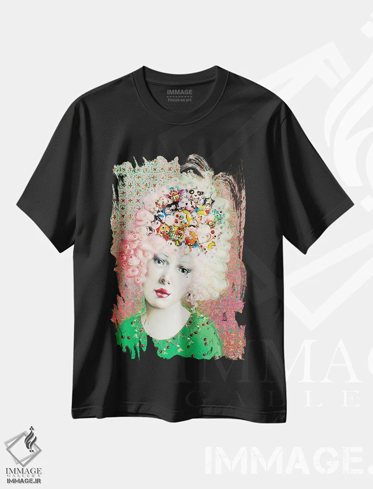 تیشرت مشکی طرح دار – تیشرت هنری ,ماری آنتوانت اثر لیوا پاکالنه فانلی immage.ir