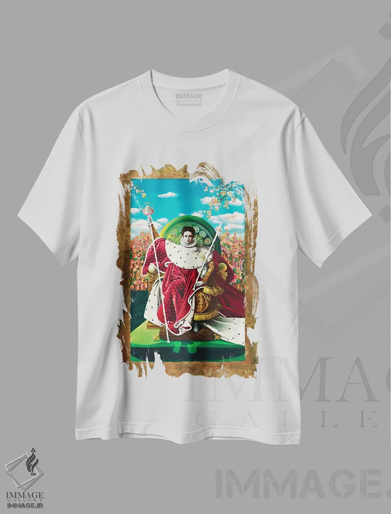 تیشرت سفید طرح دار – تیشرت فانتزی ,ناپائلو اثر لیوا پاکالنه فانلی فروشگاه ایماژ