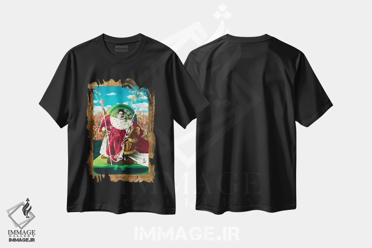 تیشرت مشکی طرح دار – تیشرت فانتزی ,ناپائلو اثر لیوا پاکالنه فانلی immage.ir