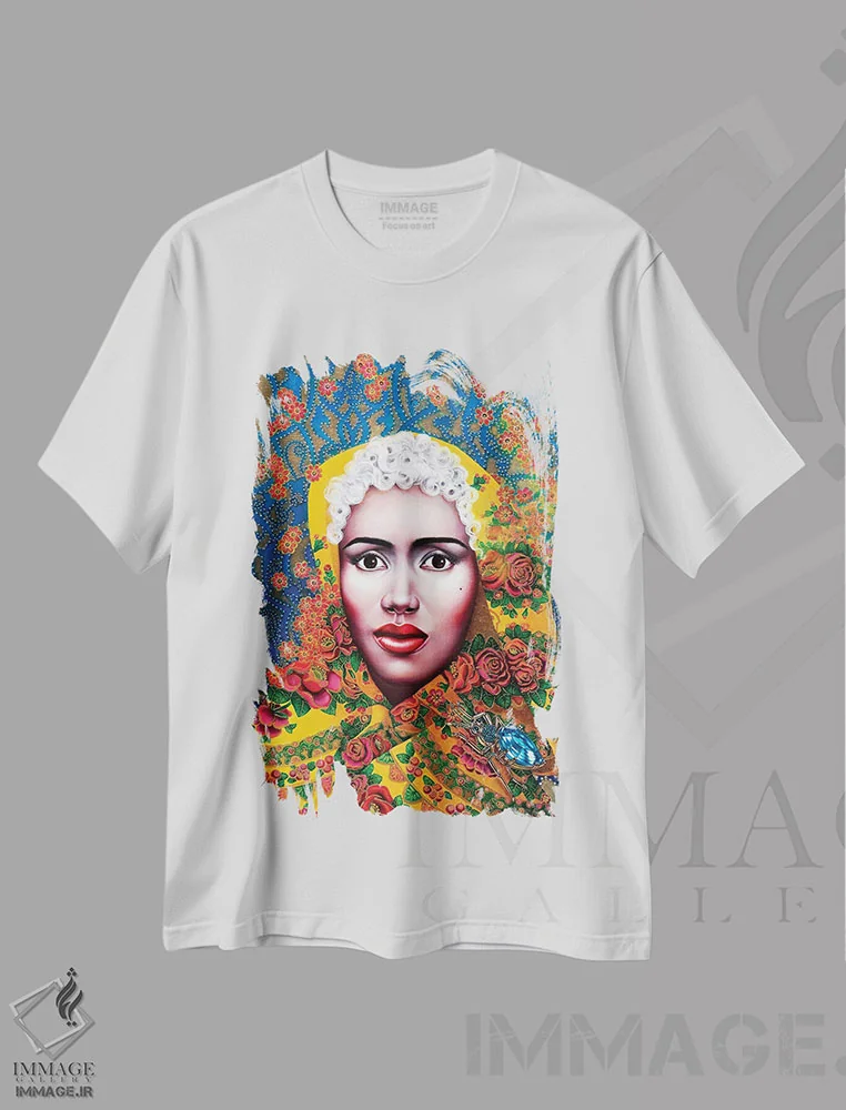 تیشرت سفید طرح دار – تیشرت هنری ,گریس جونز باروک اثر لیوا پاکالنه فانلی immage.ir