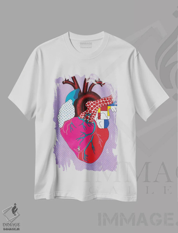 تیشرت سفید طرح دار – تیشرت پاپ آرت ,هنر پاپ اثر لیوا پاکالنه فانلی immage.ir