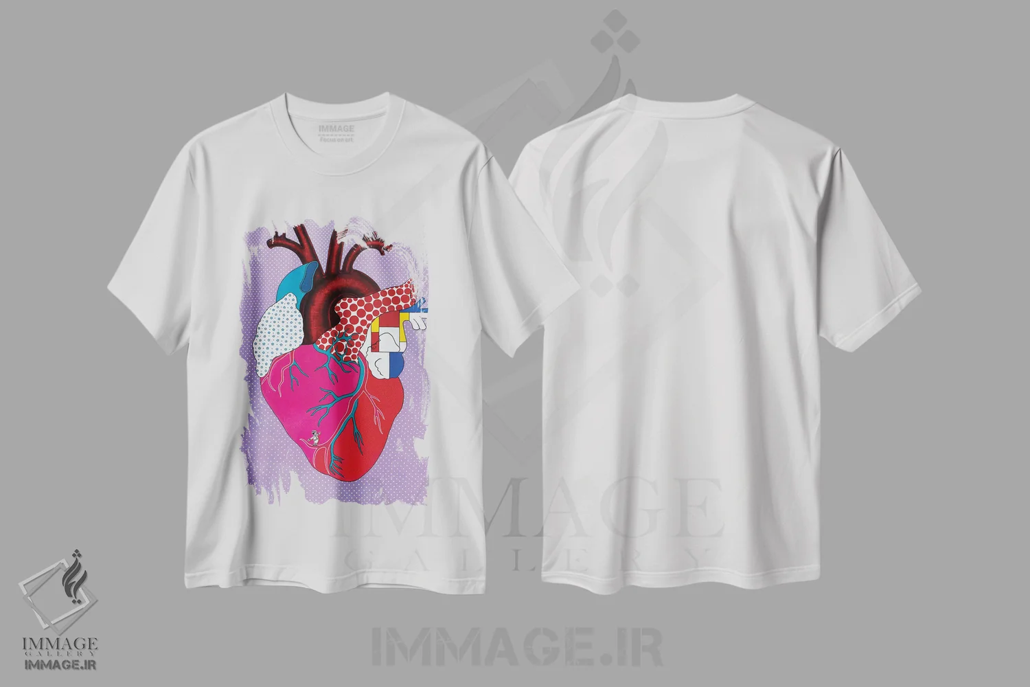 تیشرت سفید طرح دار – تیشرت پاپ آرت ,هنر پاپ اثر لیوا پاکالنه فانلی immage.ir