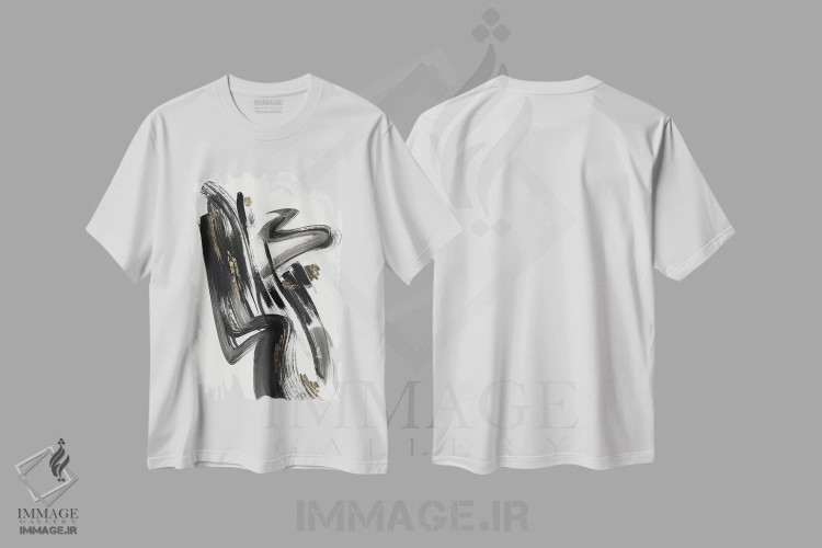 تیشرت سفید طرح دار – تیشرت انتزاعی ,فرم استنوگرافیک اثر لرا immage.ir