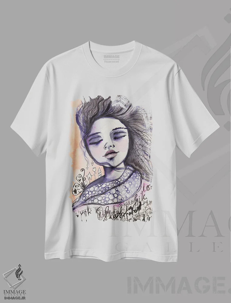 تیشرت سفید طرح دار – تیشرت هنری ,معصومیت در باد اثر تامارا لاپورت فروشگاه ایماژ