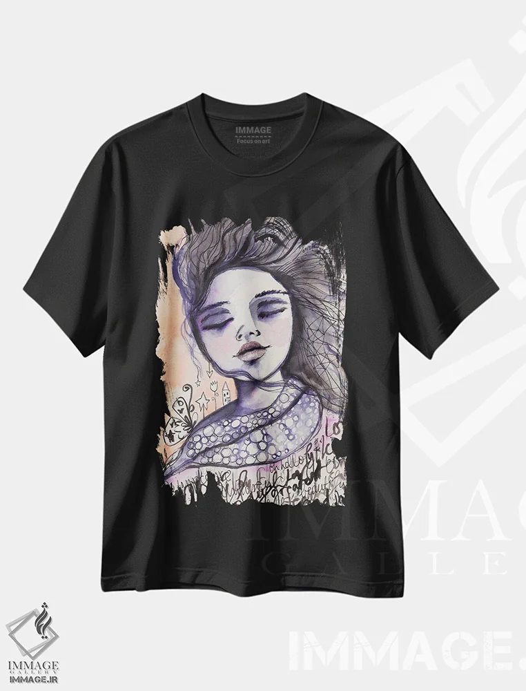 تیشرت مشکی طرح دار – تیشرت هنری ,معصومیت در باد اثر تامارا لاپورت immage.ir
