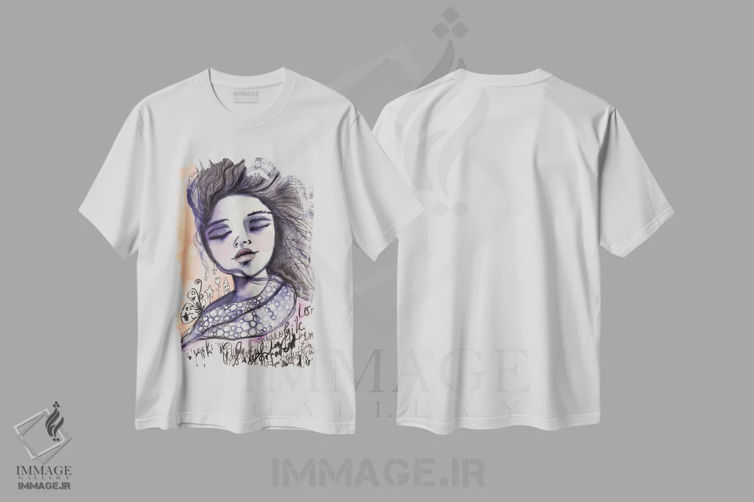 تیشرت سفید طرح دار – تیشرت هنری ,معصومیت در باد اثر تامارا لاپورت فروشگاه ایماژ