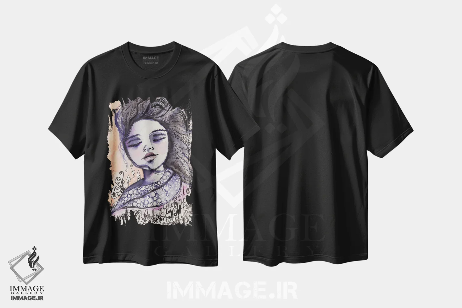تیشرت مشکی طرح دار – تیشرت هنری ,معصومیت در باد اثر تامارا لاپورت immage.ir